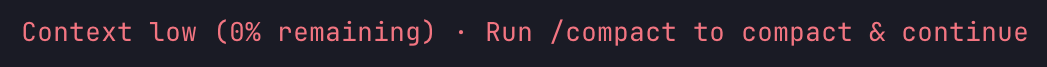 Context low message