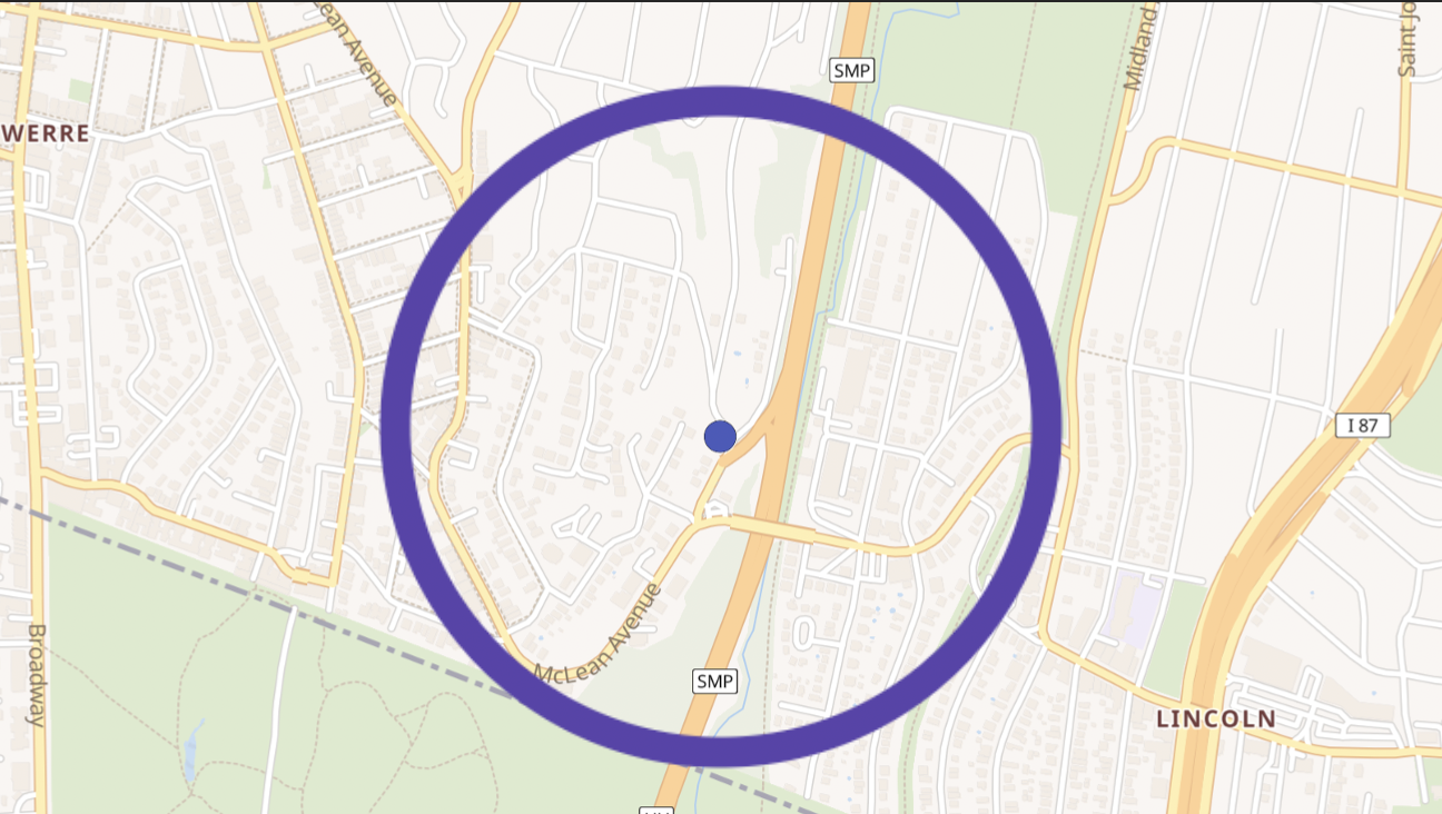 A circle around an origin point to demonstrate limit by distance