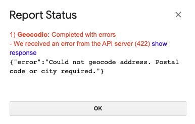 Showing error 422