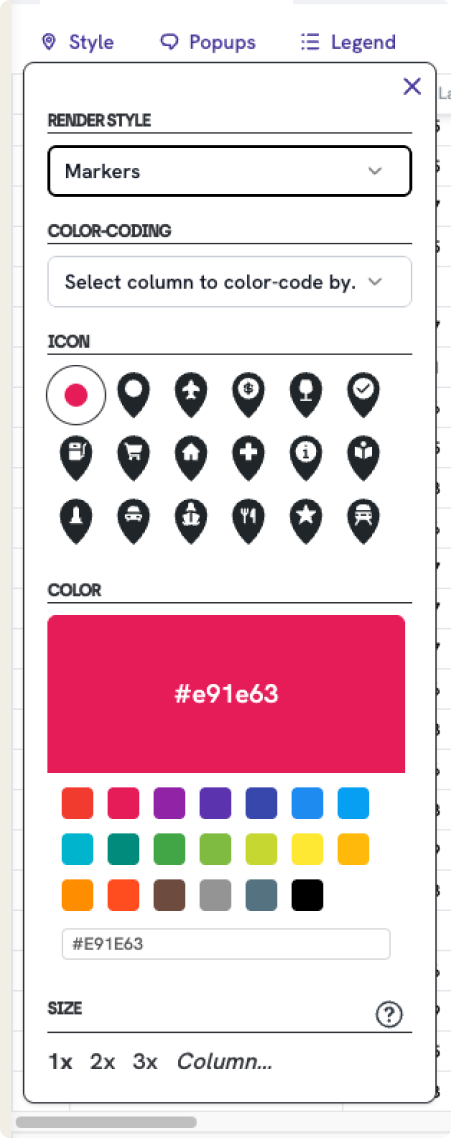 Marker Style Menu