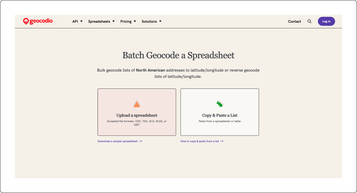 Upload a spreadsheet
