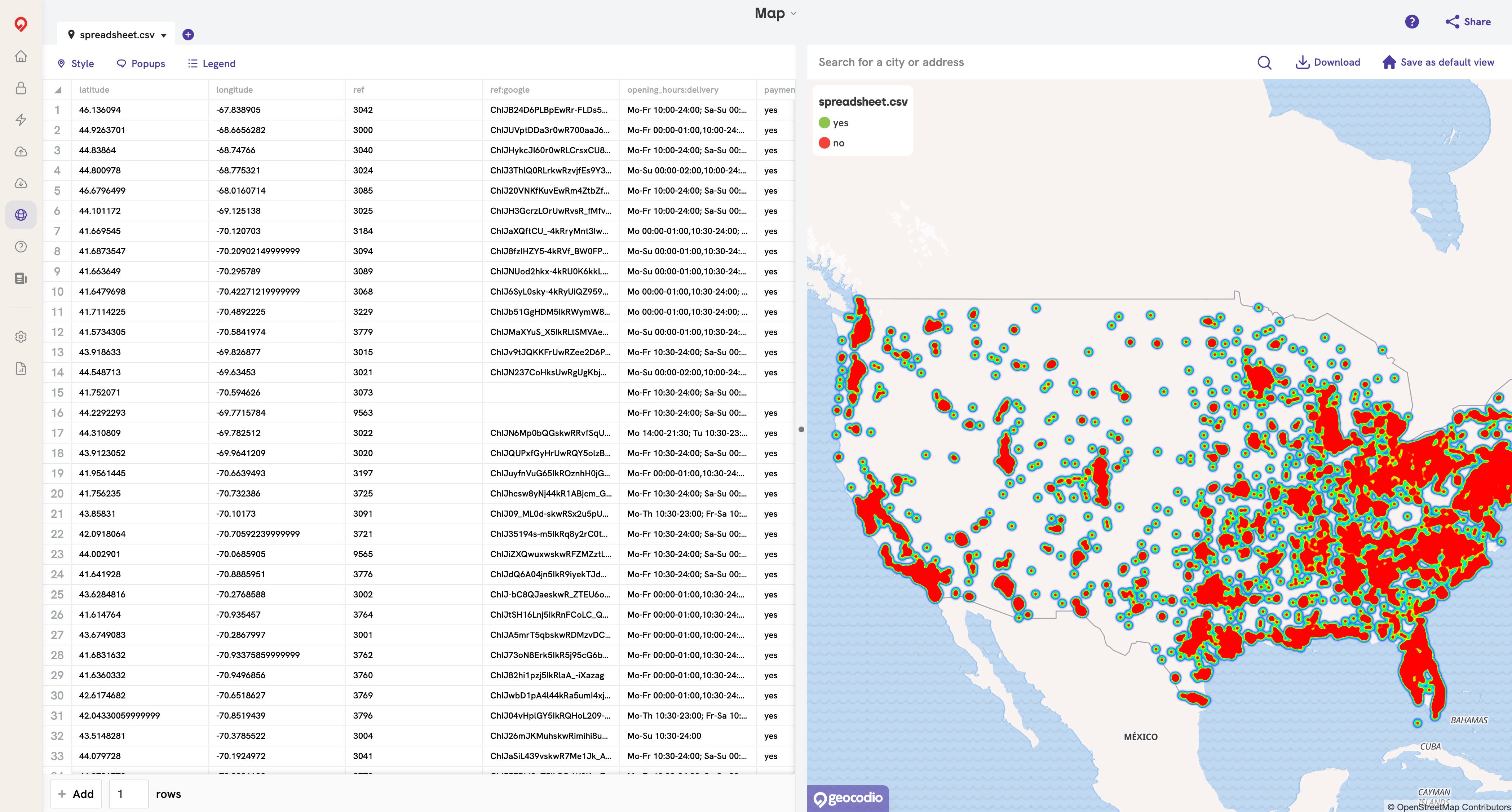 Screenshot of Heatmap
