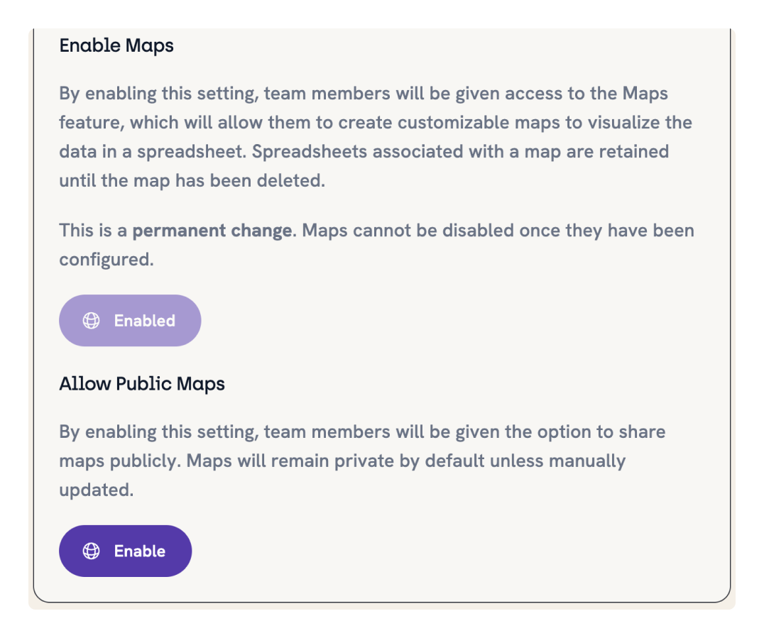 Screenshot of Allow Public Maps option