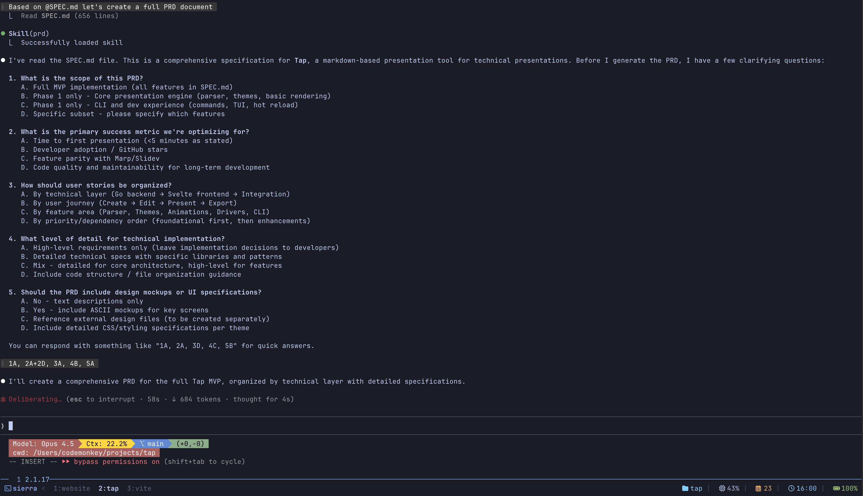 Creating PRD from plan