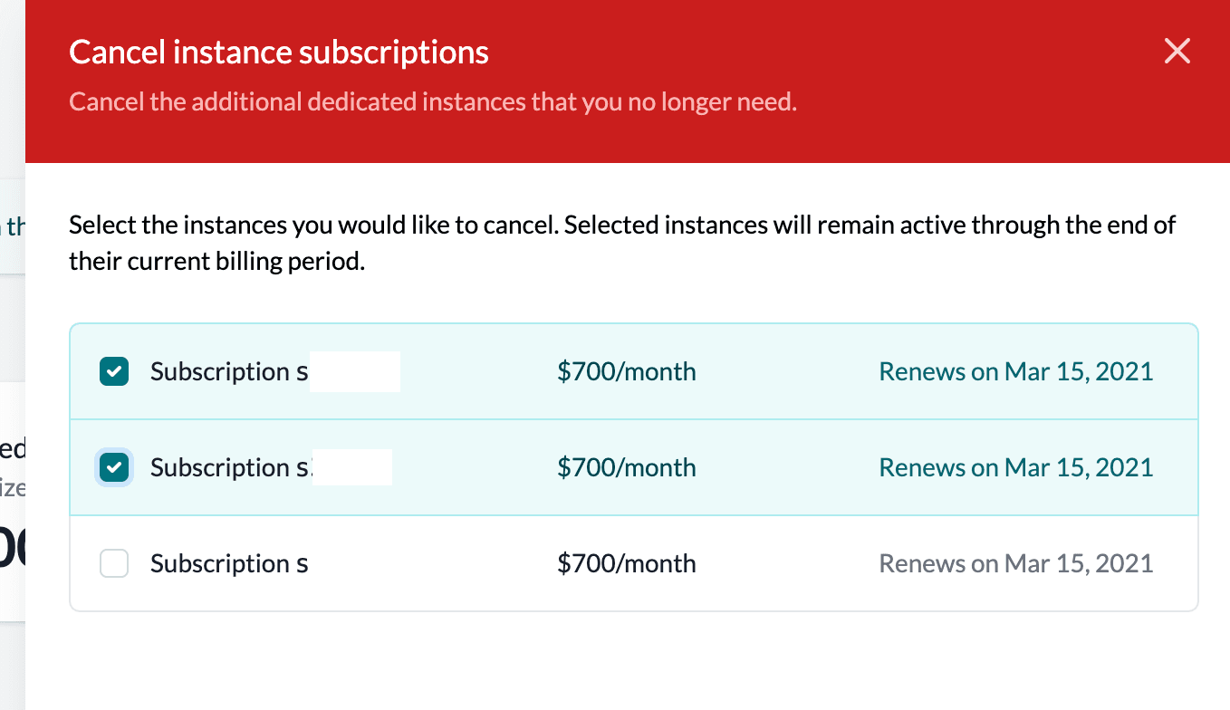 cancel additional instance modal