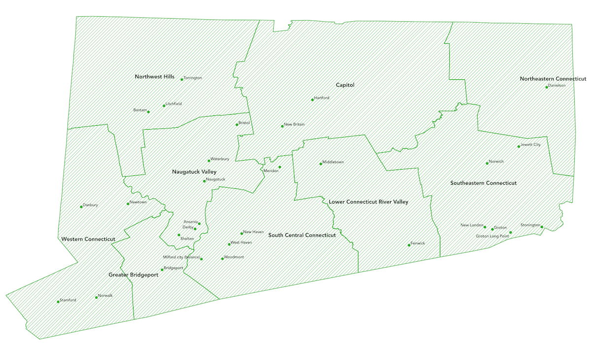 Map of new Connecticut county-equivalents