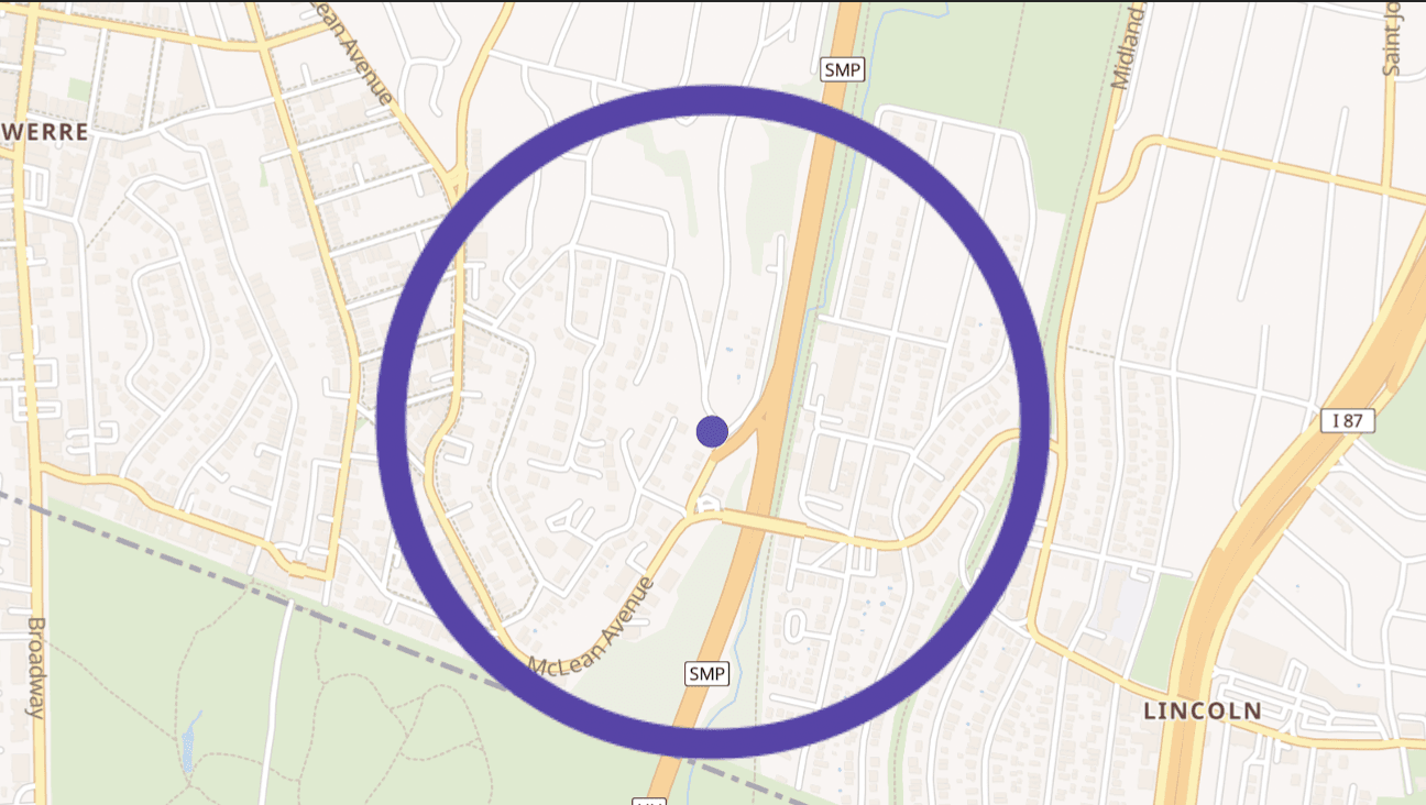 A circle around an origin point to demonstrate limit by distance