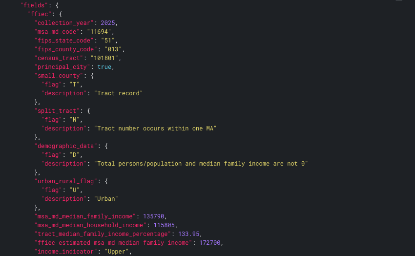 Geocodio’s FFIEC data append now returns data from the 2025 FFIEC flat file.