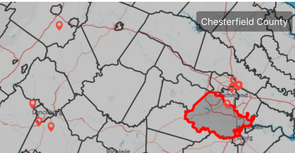 Map showing county borders